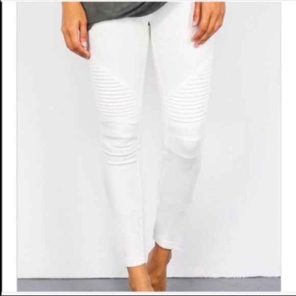 ✨RESTOCK✨White stretch Motto jeggings zipper Trim - Picture 5 of 7